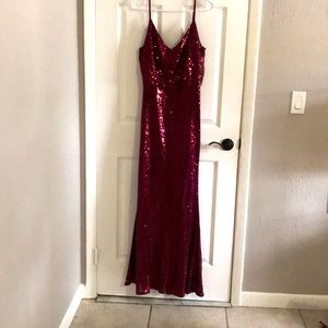 Sequin Formal V-neck Burgundy Dress size Large